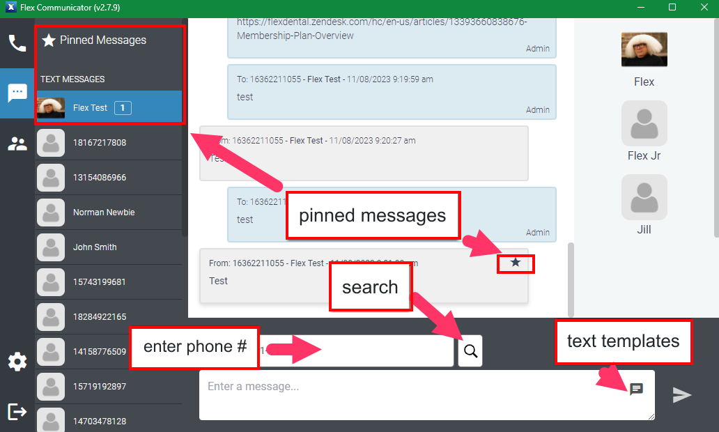 screenshot of intraoffice chat on flex dental platform