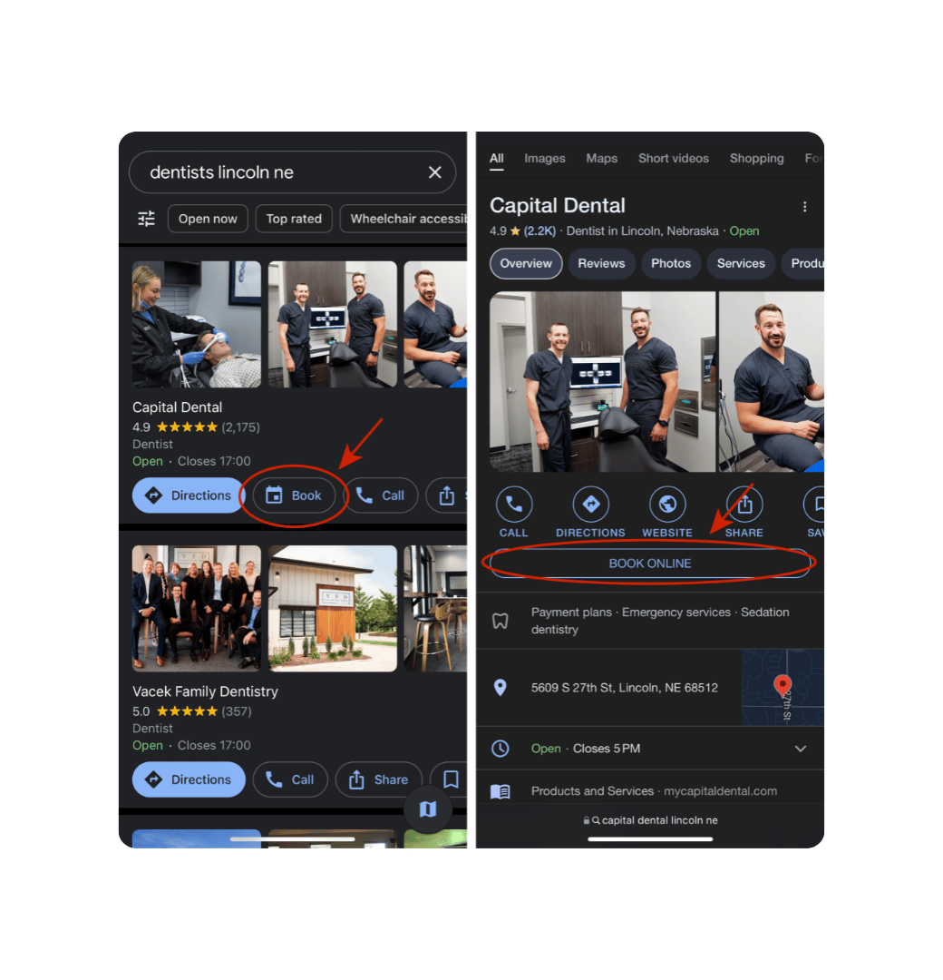 Reserve with Google example for Flex Dental (1)