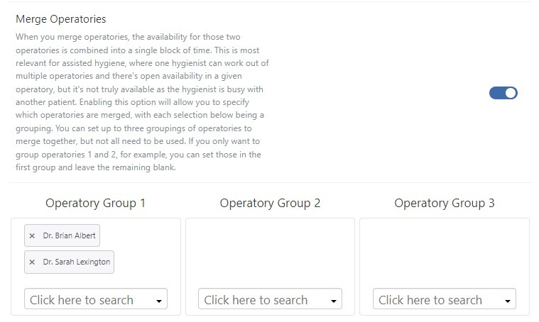 Merge Operatories interface settings